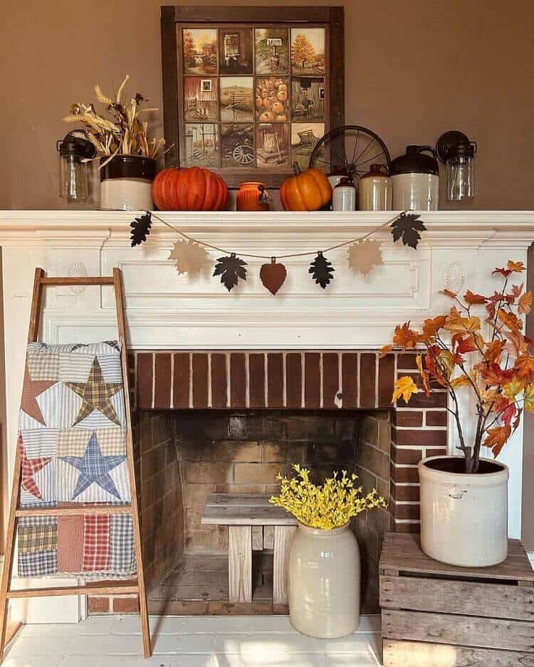 Charming Country Cottage Fall Mantel