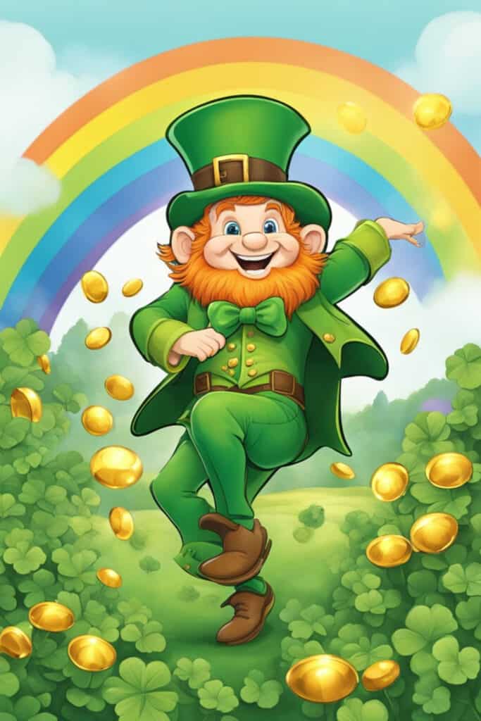 Dancing Leprechaun with Gold Coins