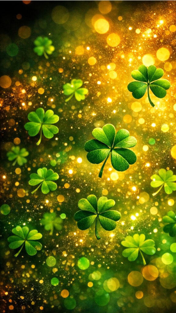 Floating Shamrocks Phone Wallpaper