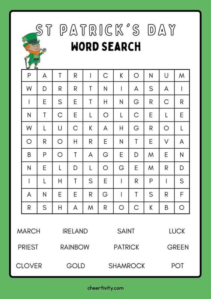 Free Printable St. Patrick's Day Word Search