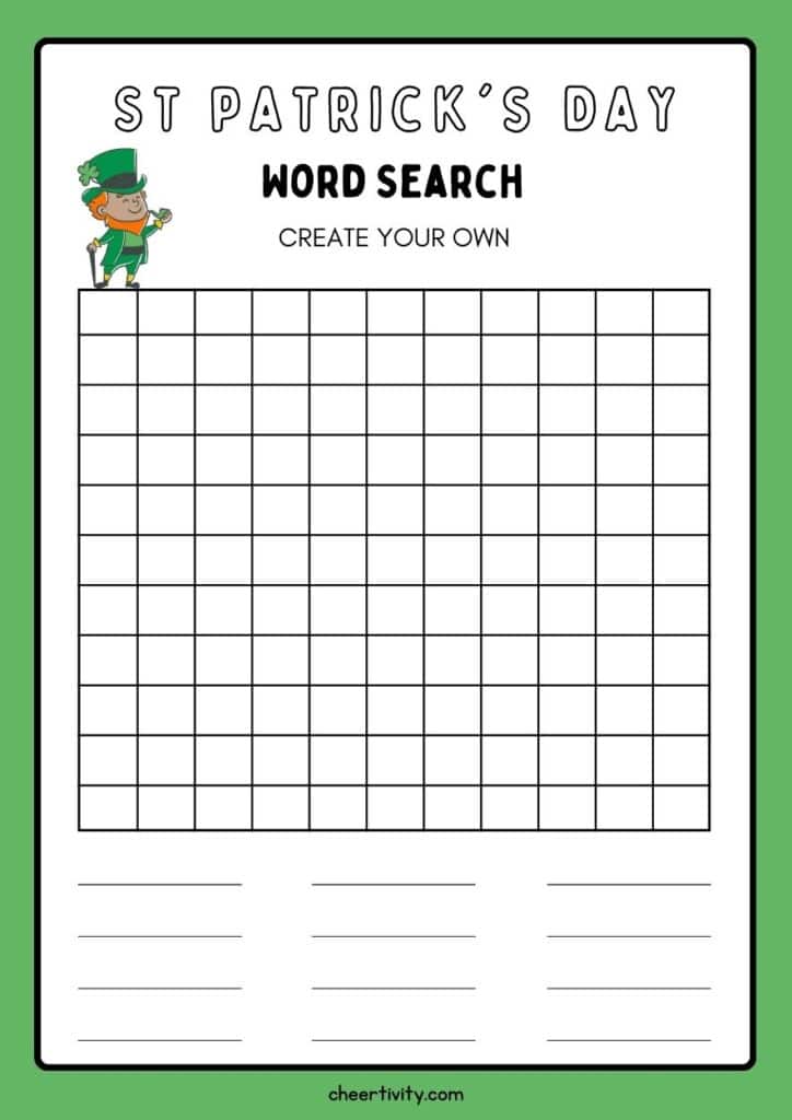 Free Printable St. Patrick's Day Word Search Blank