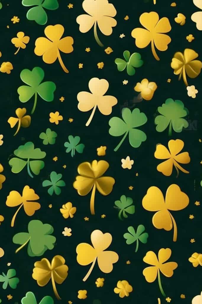 Green and Gold Shamrocks Pattern Phone Background