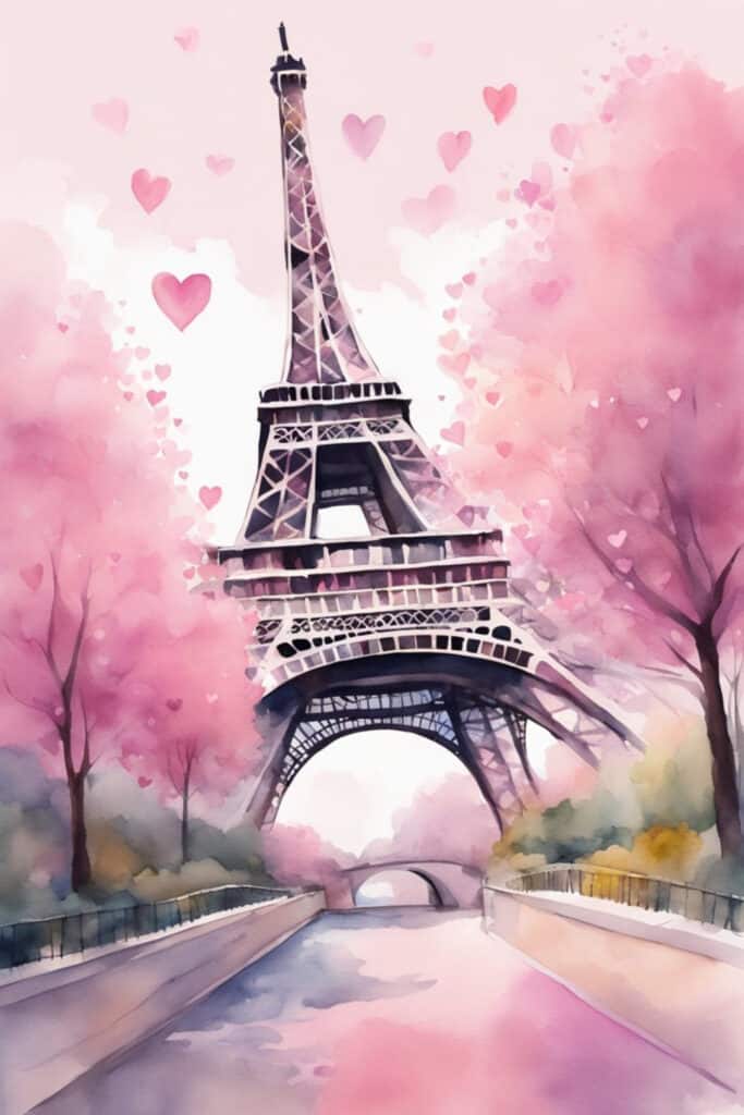 Paris City of Love Watercolor
