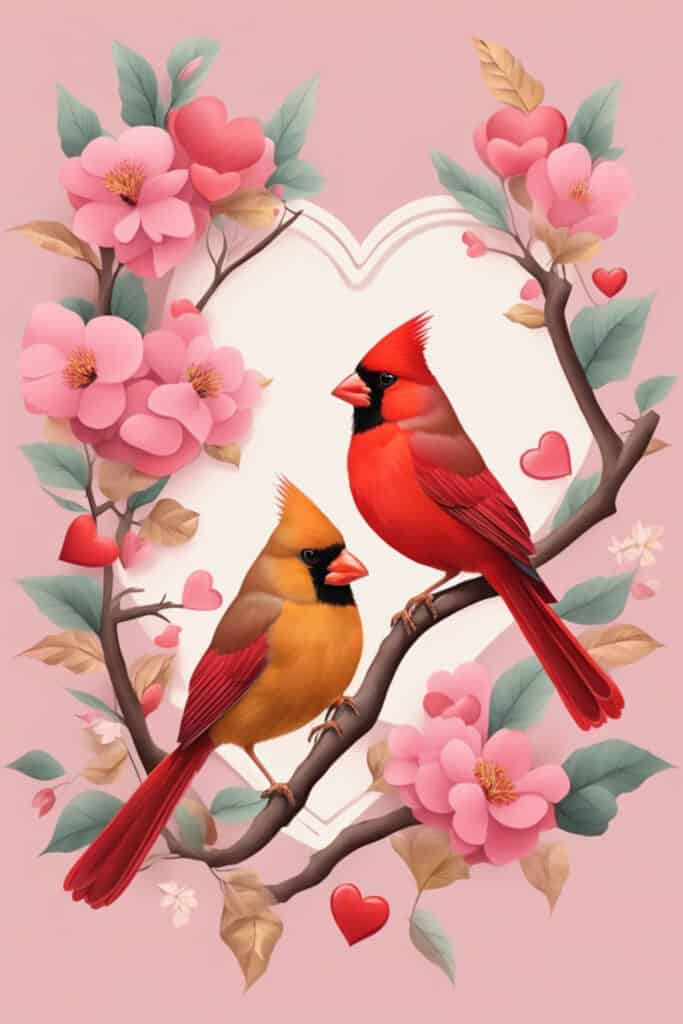 Valentine Red Cardinal Birds