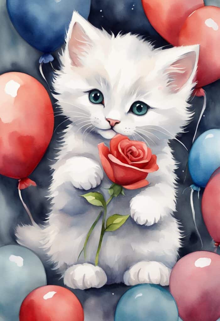 Valentine's Kitten with Rose
