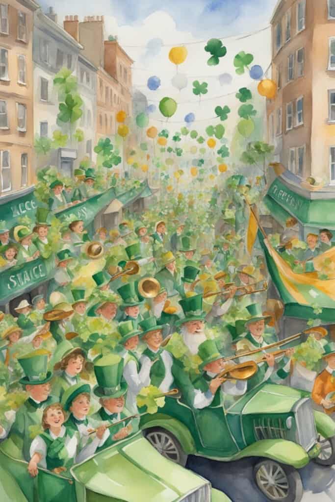 Vintage St. Patrick's Day Parade Watercolor