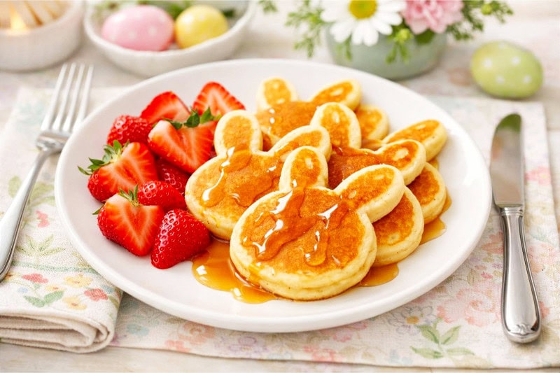Pancake Breakfast with bunny shaped pancakes