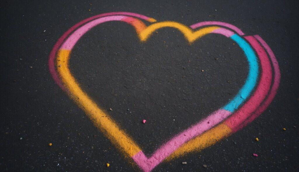 colorful heart sidewalk chalk