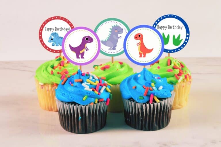 Free Printable Dinosaur Cupcake Toppers