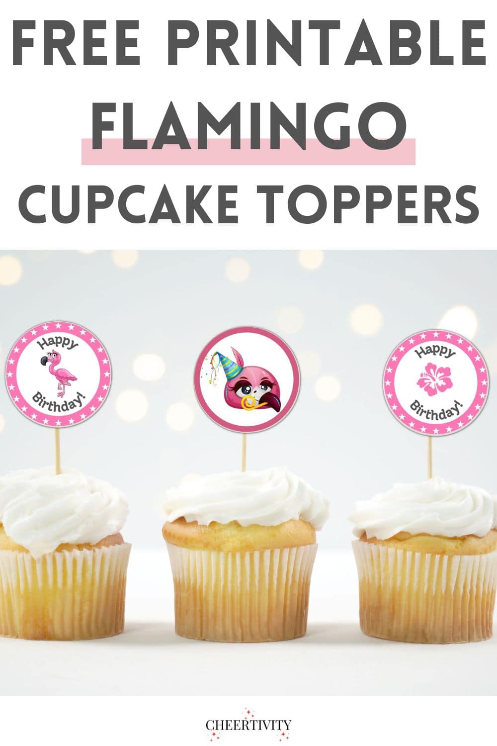 Free Printable Flamingo Cupcake Toppers | Cheertivity