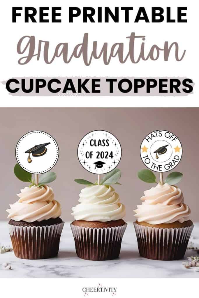 Free Printable Graduation Cupcake Toppers pin