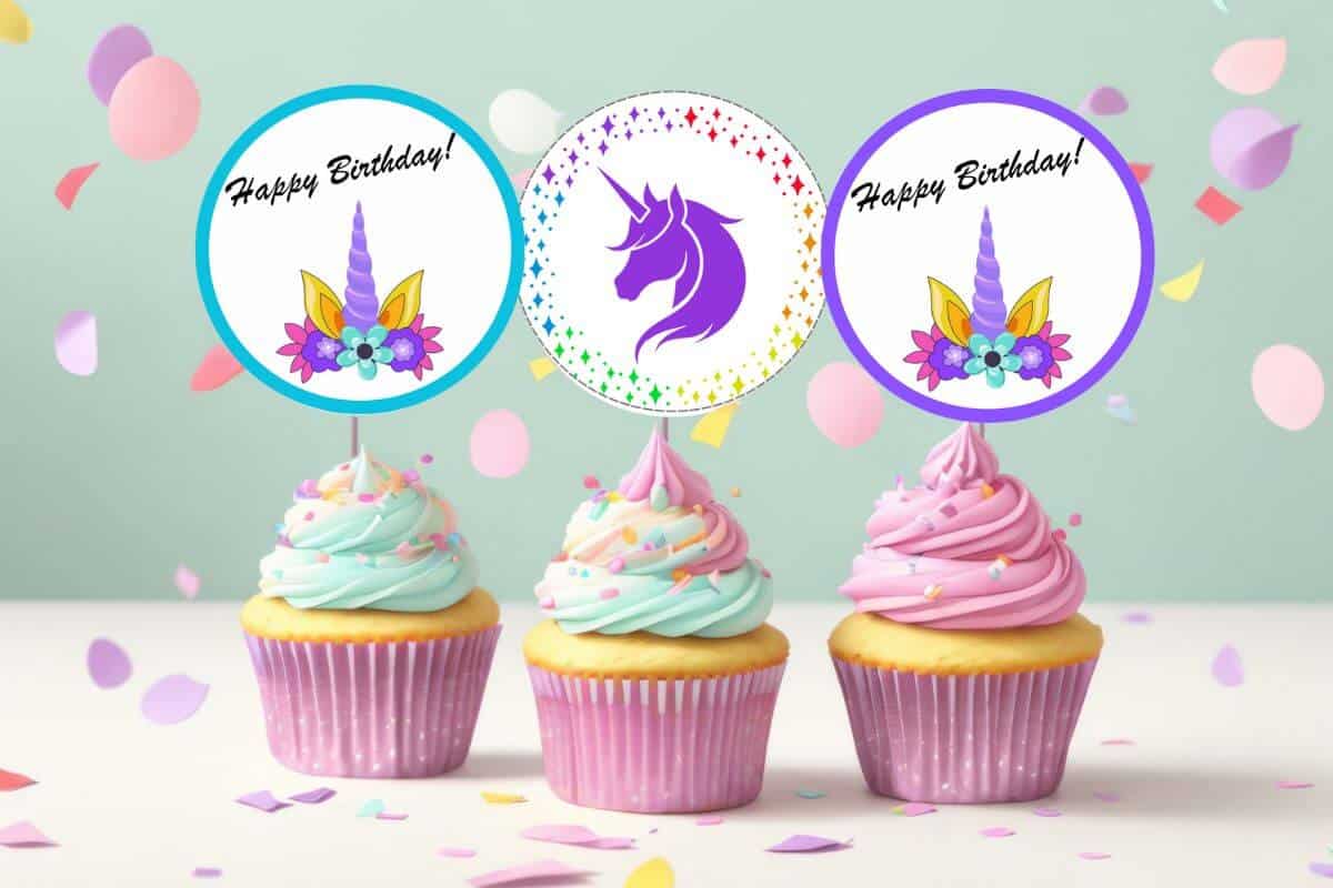 Free Printable Unicorn Cupcake Toppers | Cheertivity