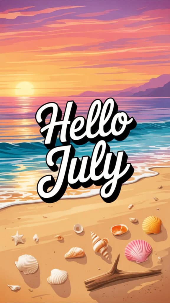 Hello July Phone Wallpaper