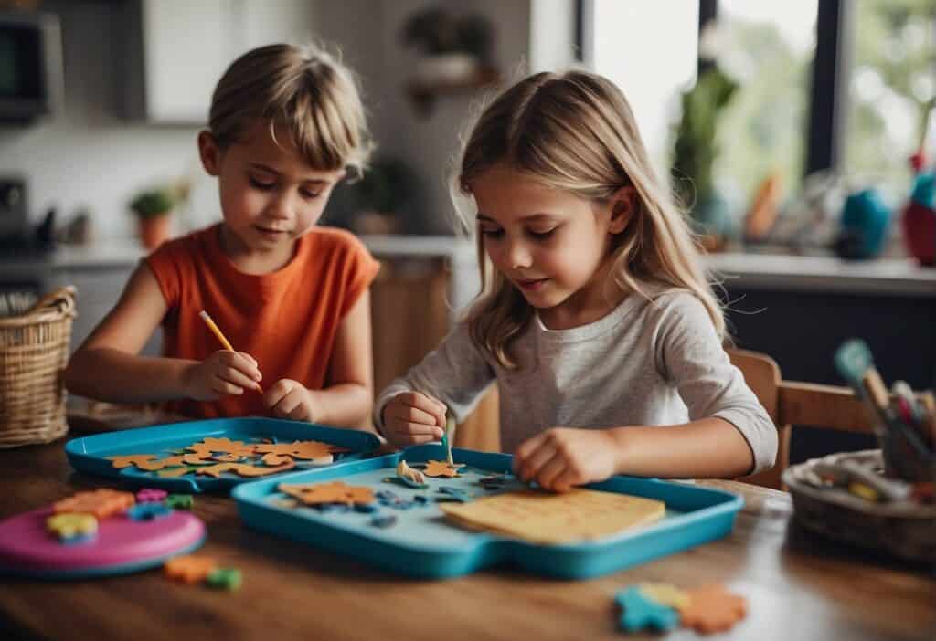 Kids crafting homemade gifts for Father's Day