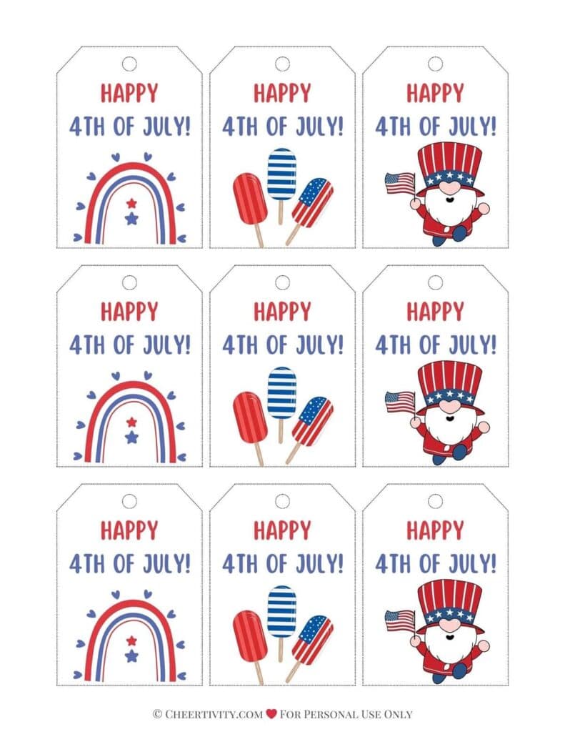 Printable 4th Of July Gift Tags 1
