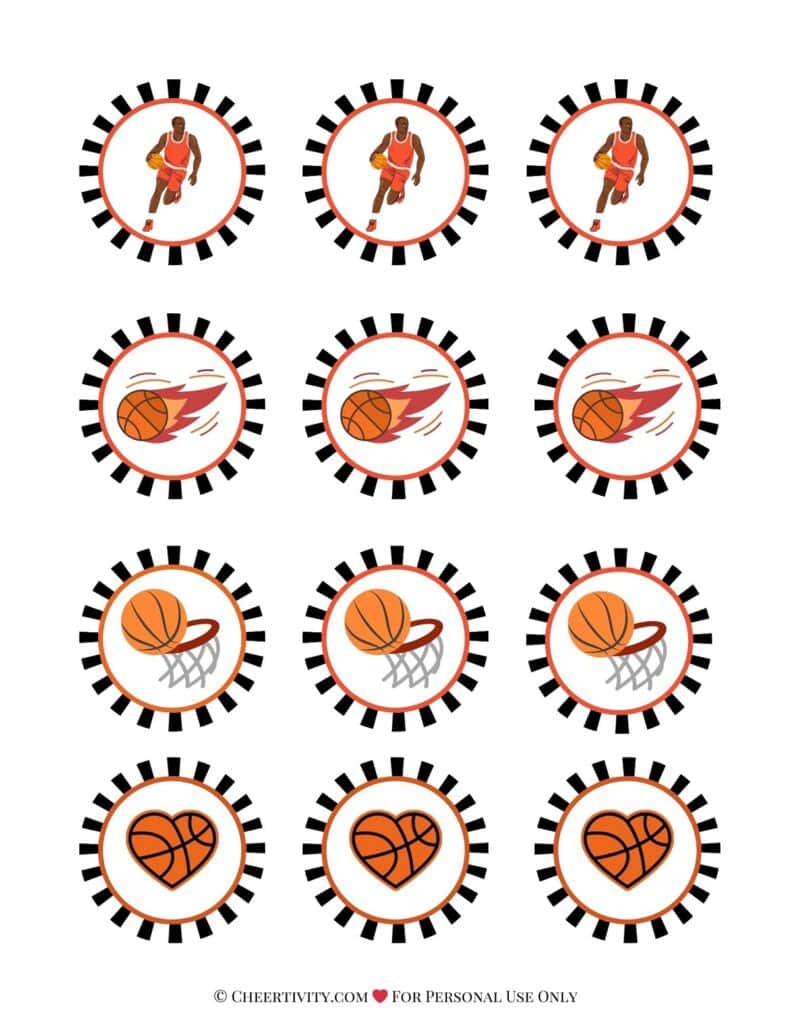 Printable Basketball Cupcake Toppers 1