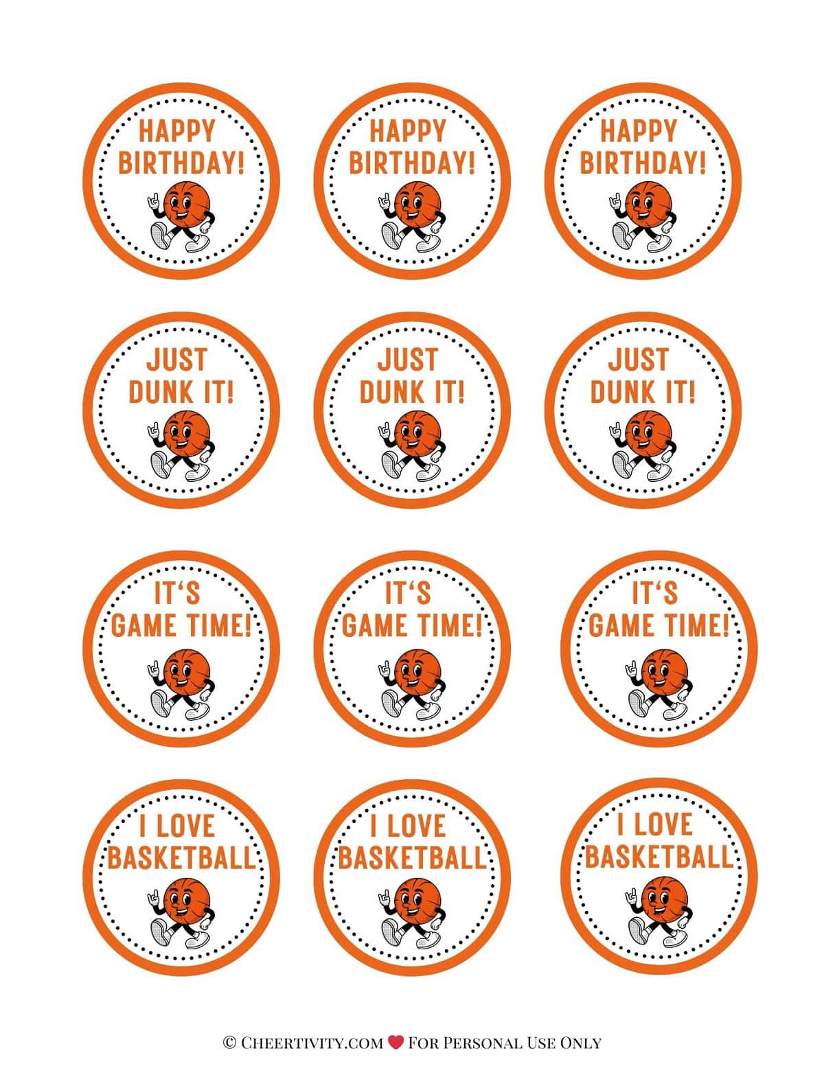 Free Printable Basketball Cupcake Toppers | Cheertivity