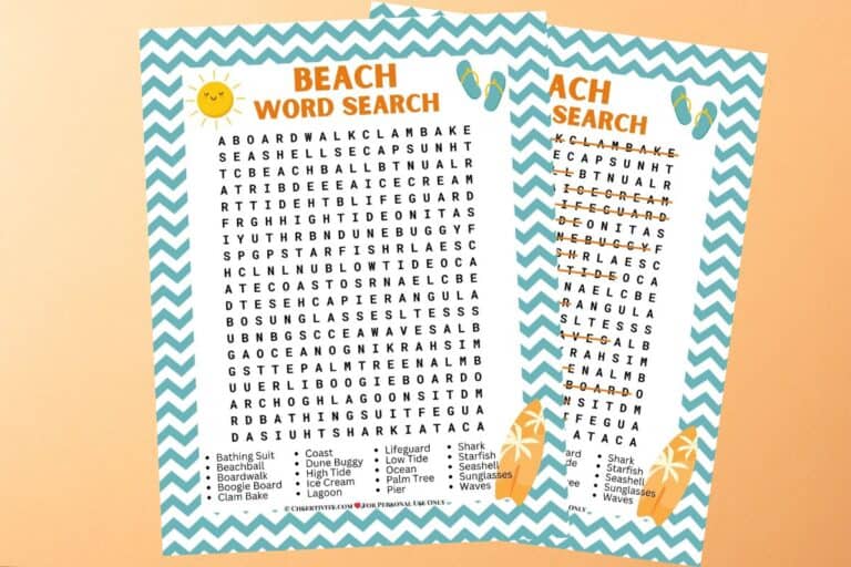 Free Printable Beach Word Search