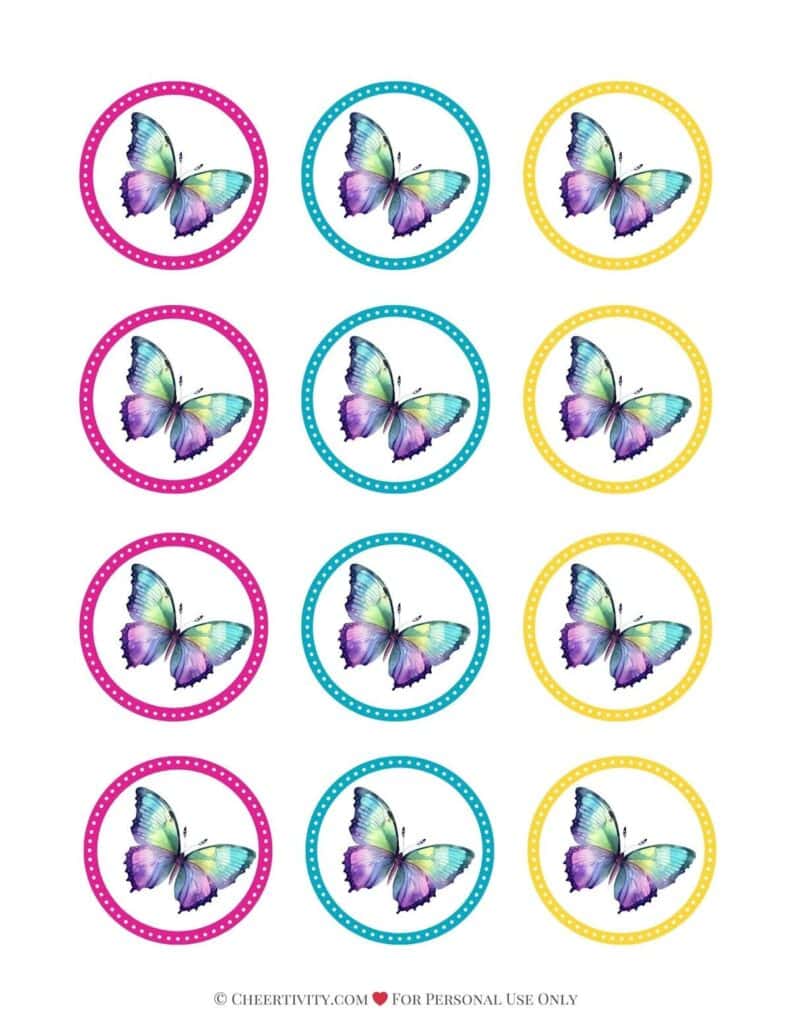 Printable Butterfly Cupcake Toppers 1
