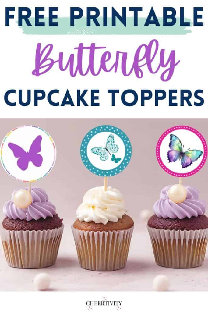Printable Butterfly Cupcake Toppers pin
