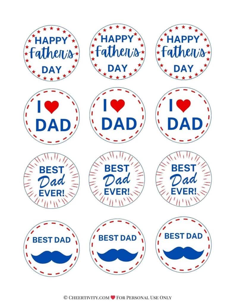 Printable Father's Day Cupcake Toppers 1
