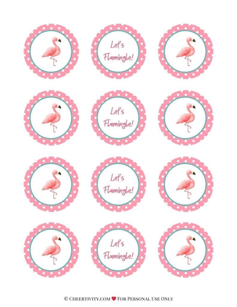 Printable Flamingo Cupcake Toppers 1