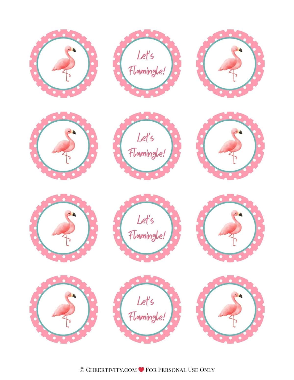 Free Printable Flamingo Cupcake Toppers | Cheertivity