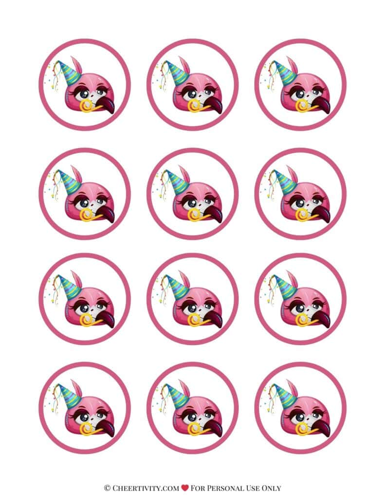 Printable Flamingo Cupcake Toppers 2