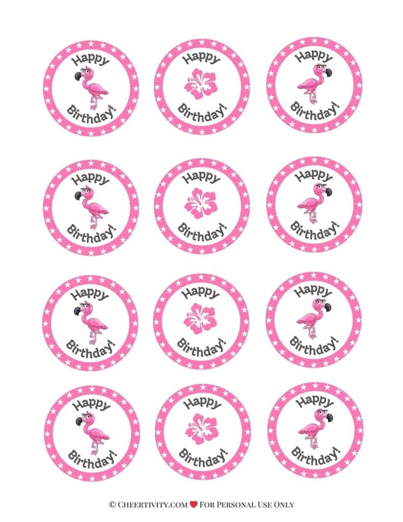 Printable Flamingo Cupcake Toppers 3