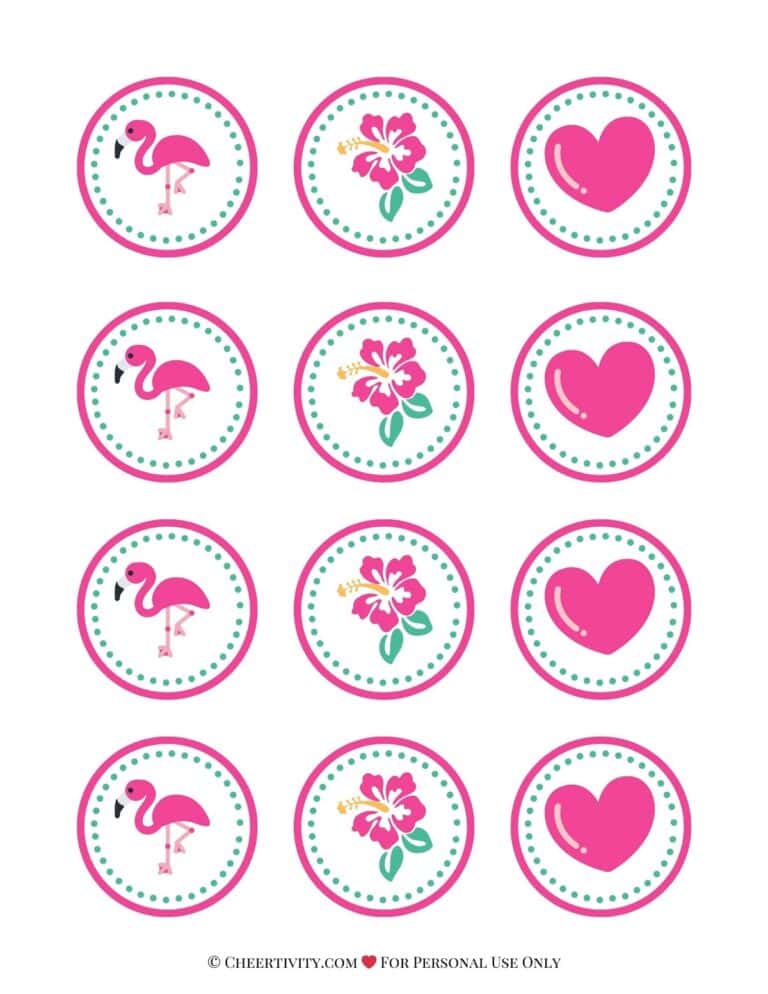 Free Printable Flamingo Cupcake Toppers | Cheertivity