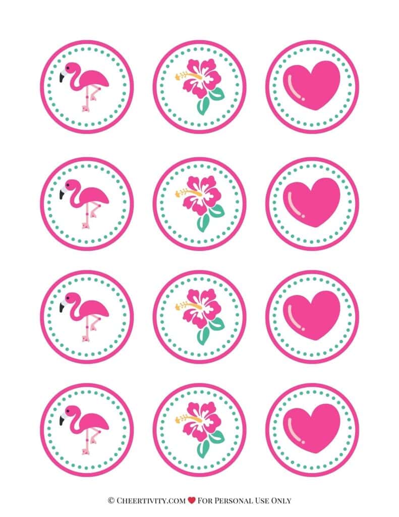Printable Flamingo Cupcake Toppers 4