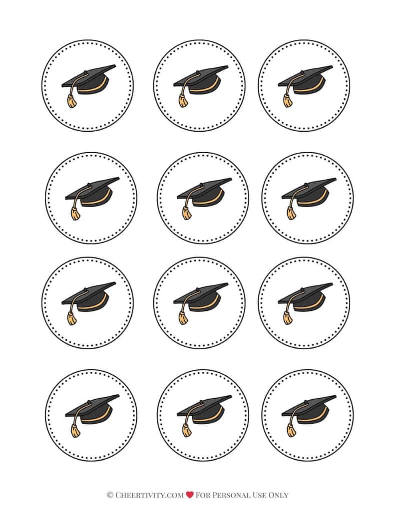 Printable Graduation Cupcake Toppers Design 3