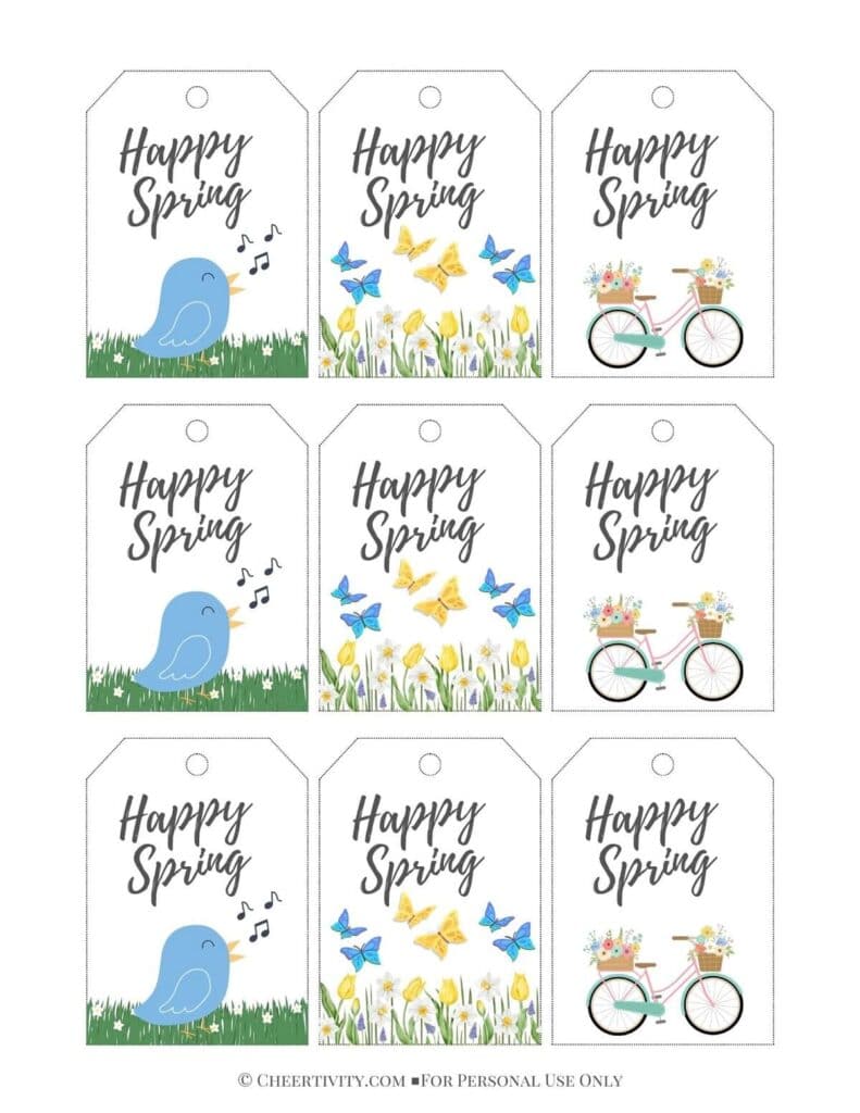 Printable Happy Spring Gift Tags 1