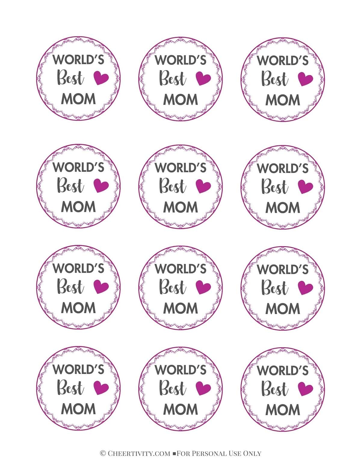 Printable Mother's Day Cupcake Toppers