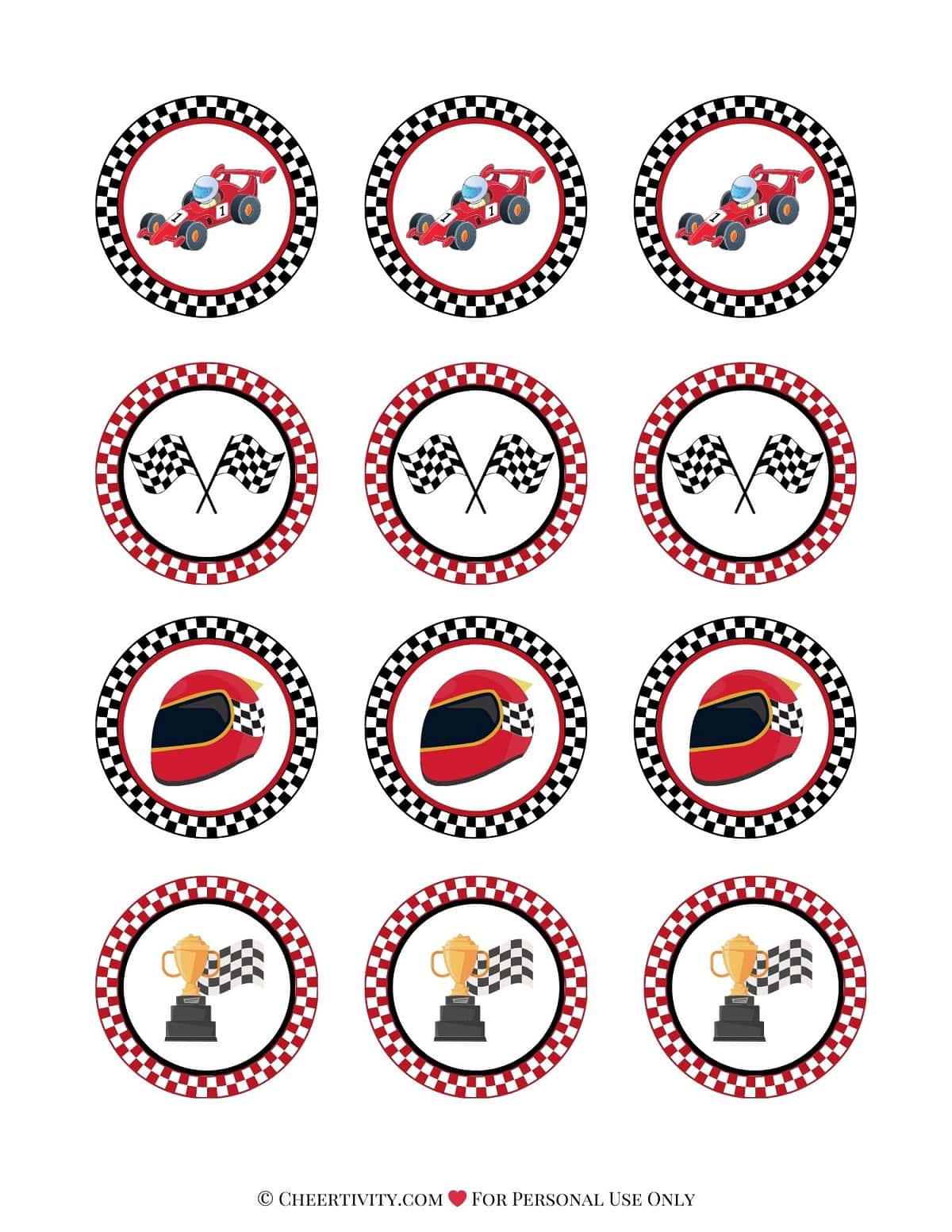 Free Printable Race Car Cupcake Toppers 