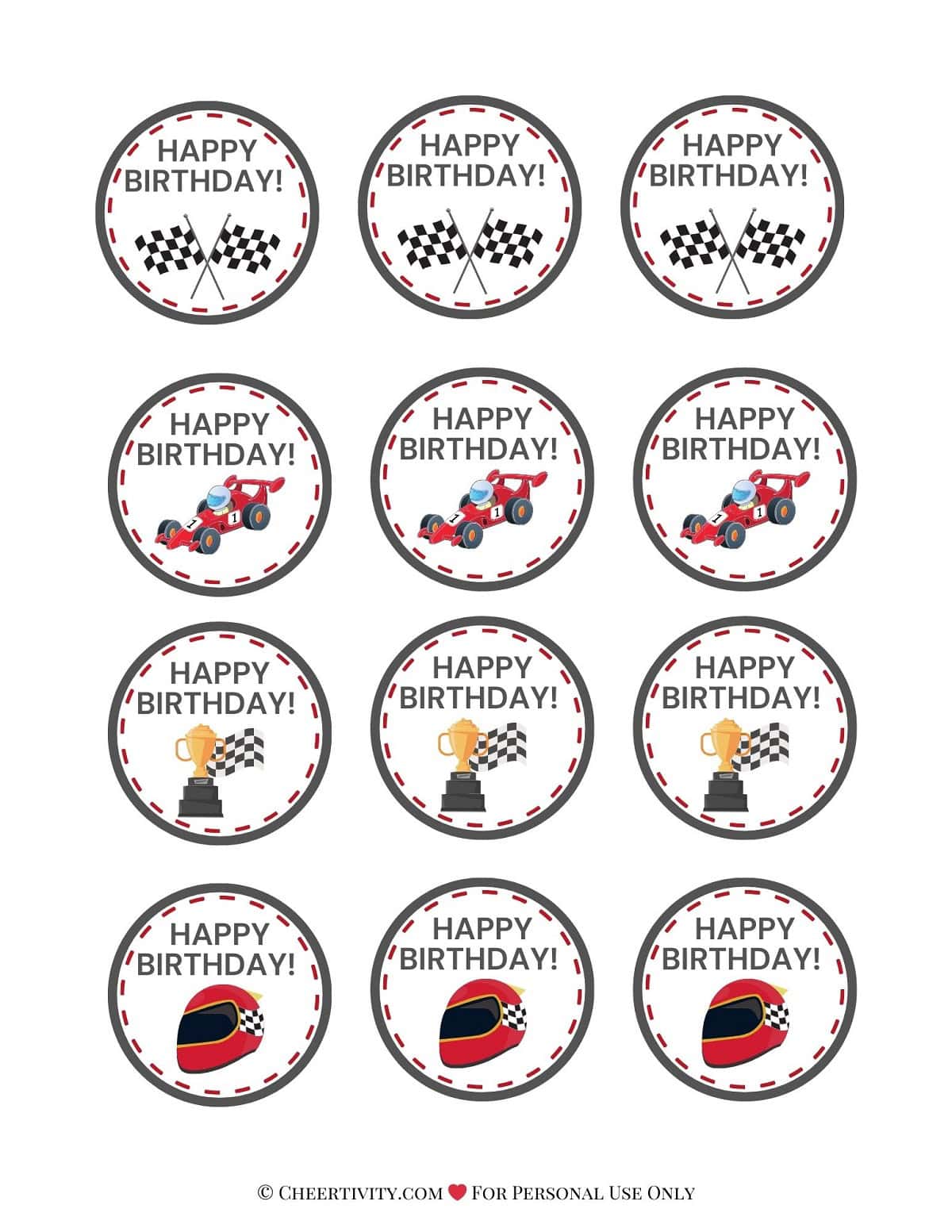 Free Printable Race Car Cupcake Toppers | Cheertivity