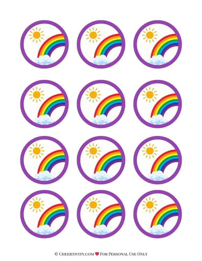 Printable Rainbow Cupcake Toppers 1