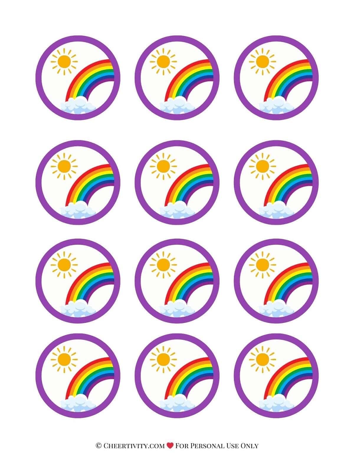 Free Printable Rainbow Cupcake Toppers | Cheertivity