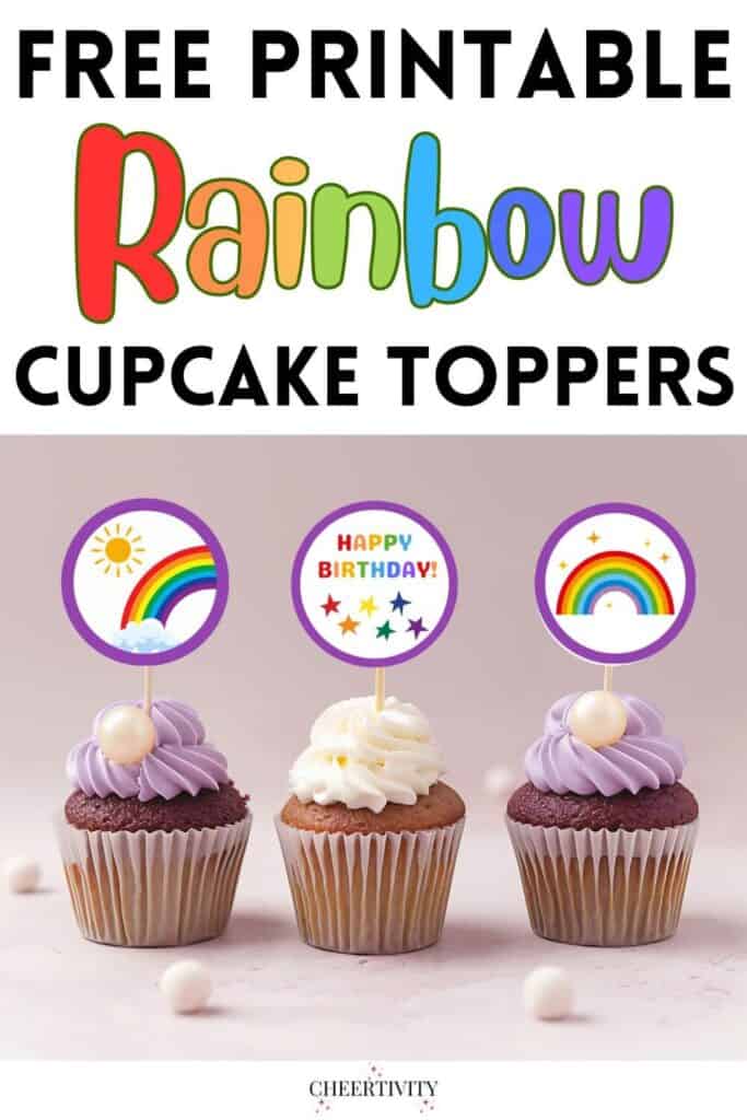 Printable Rainbow Cupcake Toppers pin