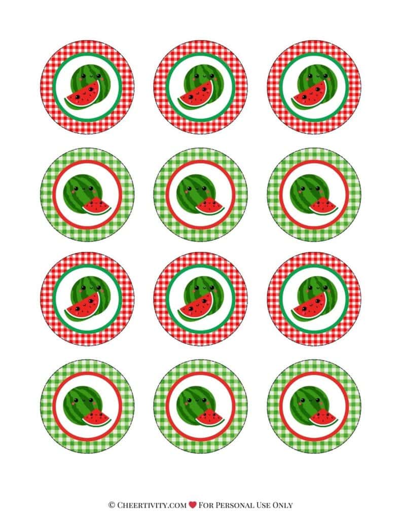 Printable Watermelon Cupcake Toppers 1