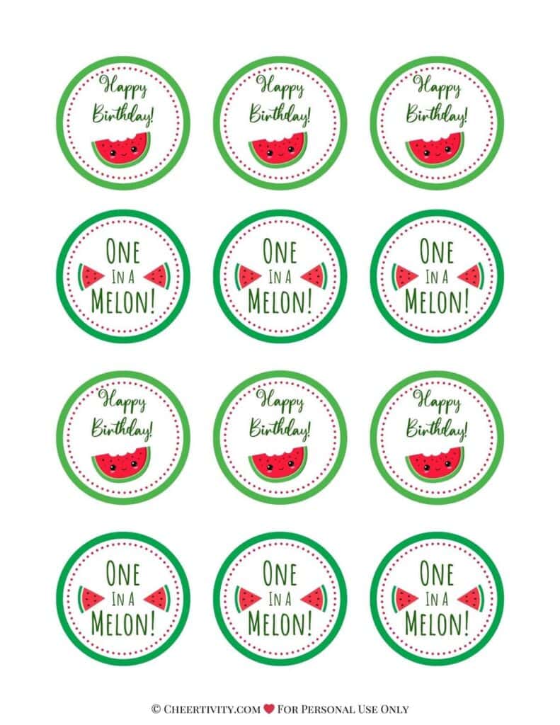 Printable Watermelon Cupcake Toppers 2