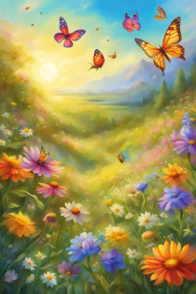 Summer Flowers and Butterflies Phone Wallpaper