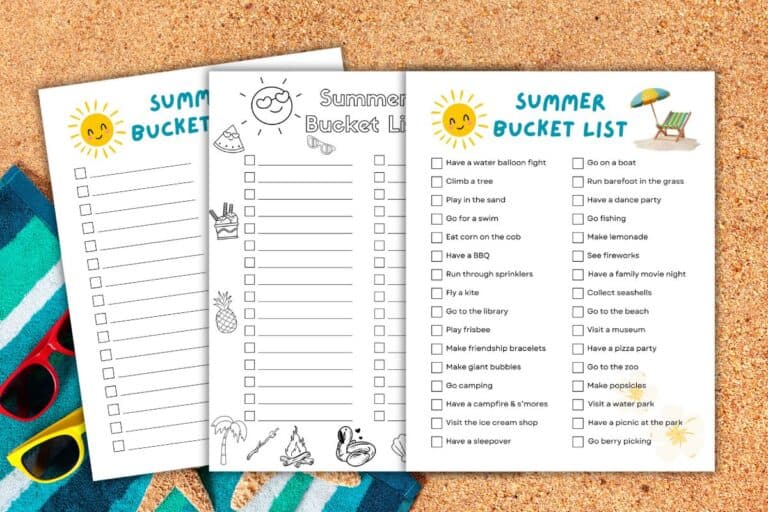 Free Printable Summer Bucket List [3 Variations]