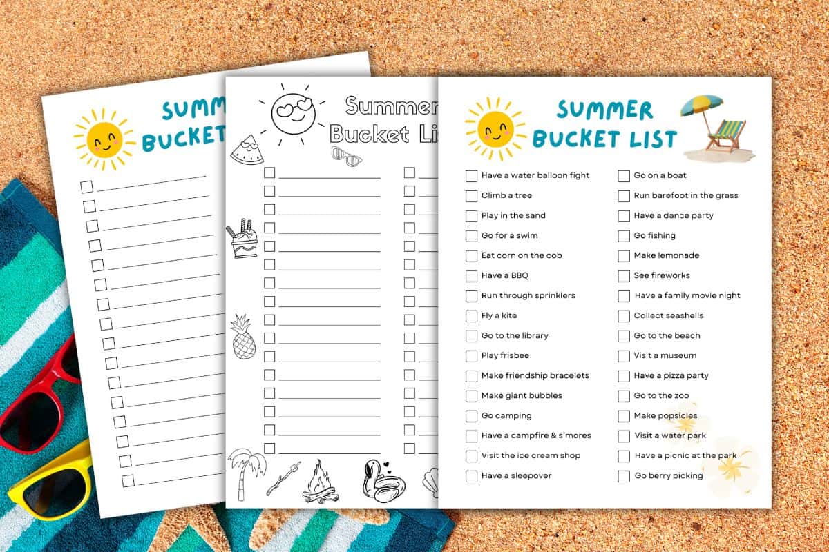 Free Printable Summer Bucket List [3 Variations] | Cheertivity