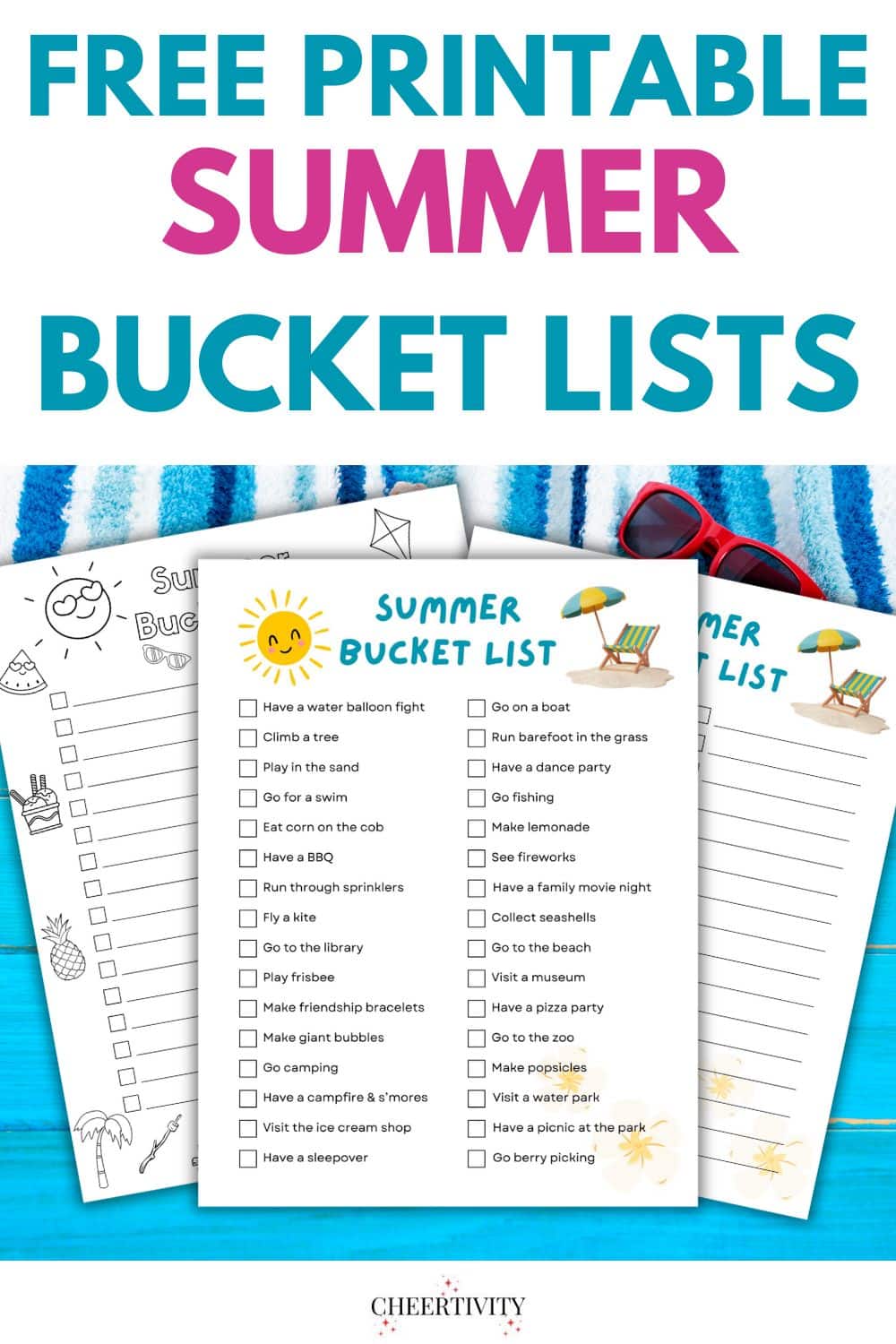 Free Printable Summer Bucket List [3 Variations] | Cheertivity