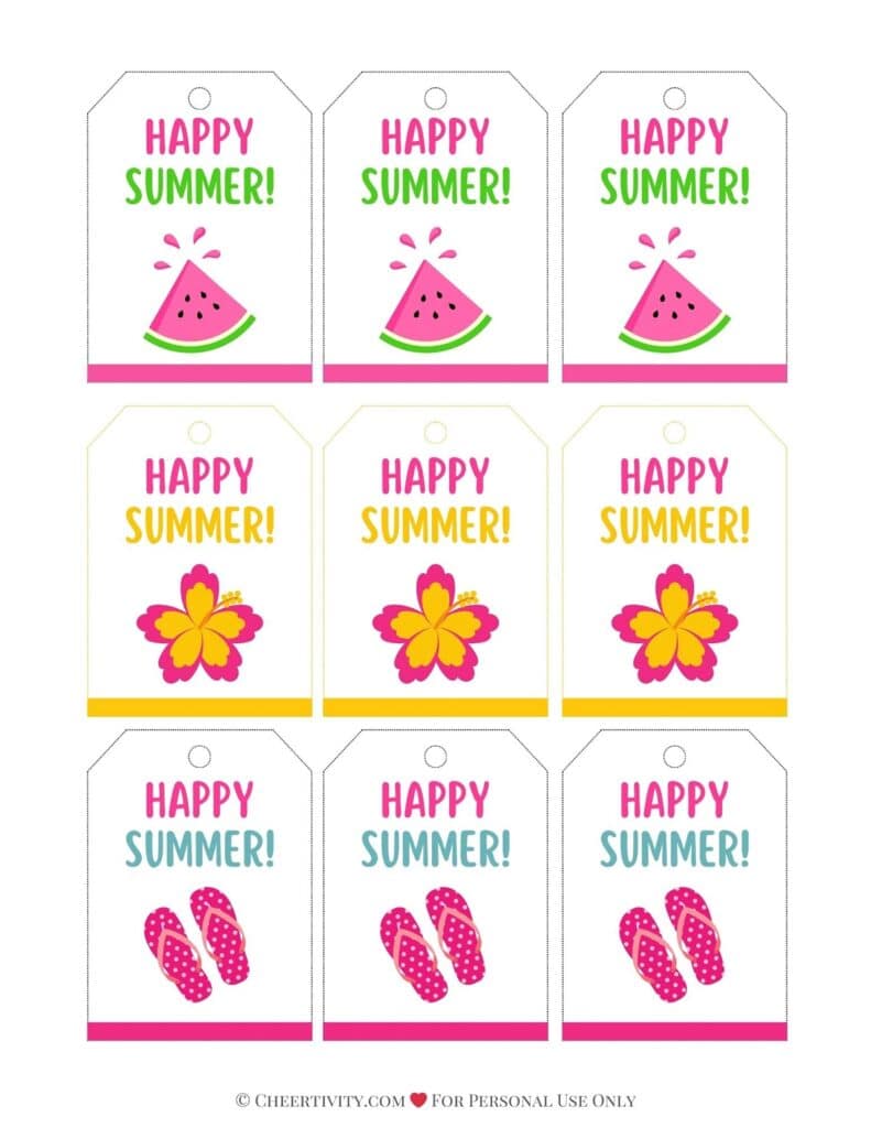 Printable Happy Summer Gift Tags