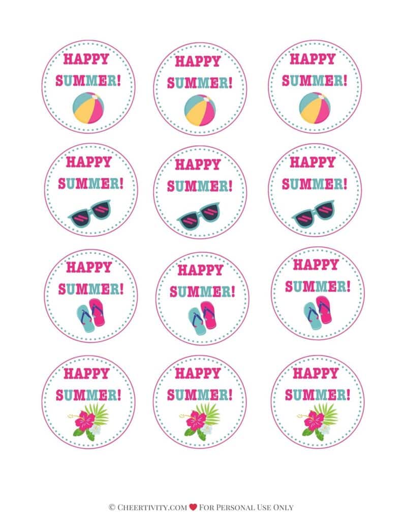 Printable Happy Summer Round Tags
