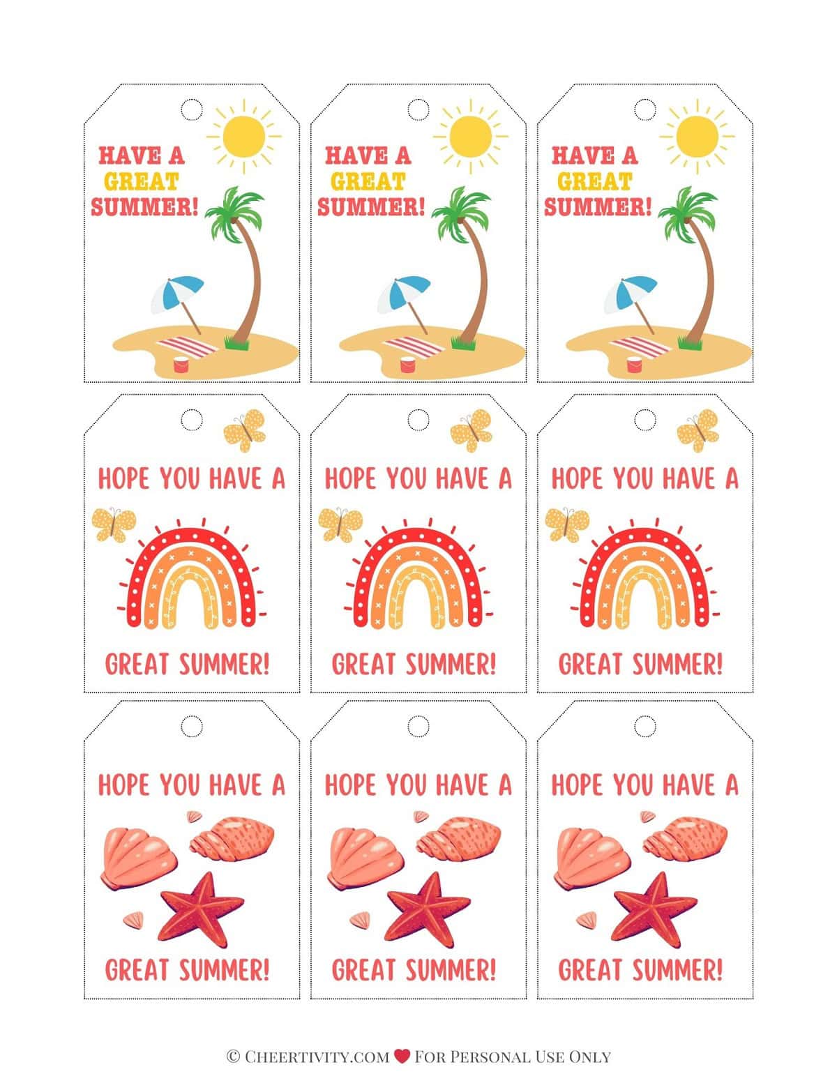 Free Printable Summer Gift Tags | Cheertivity