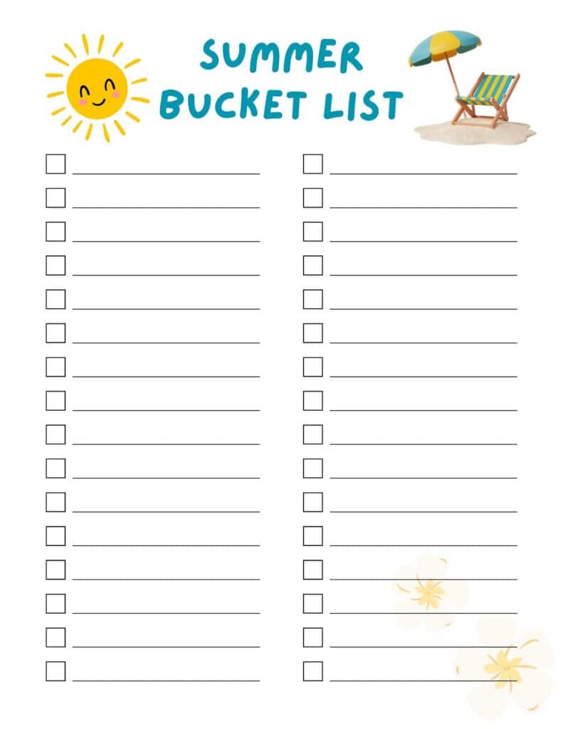 Printable Summer Bucket List 2