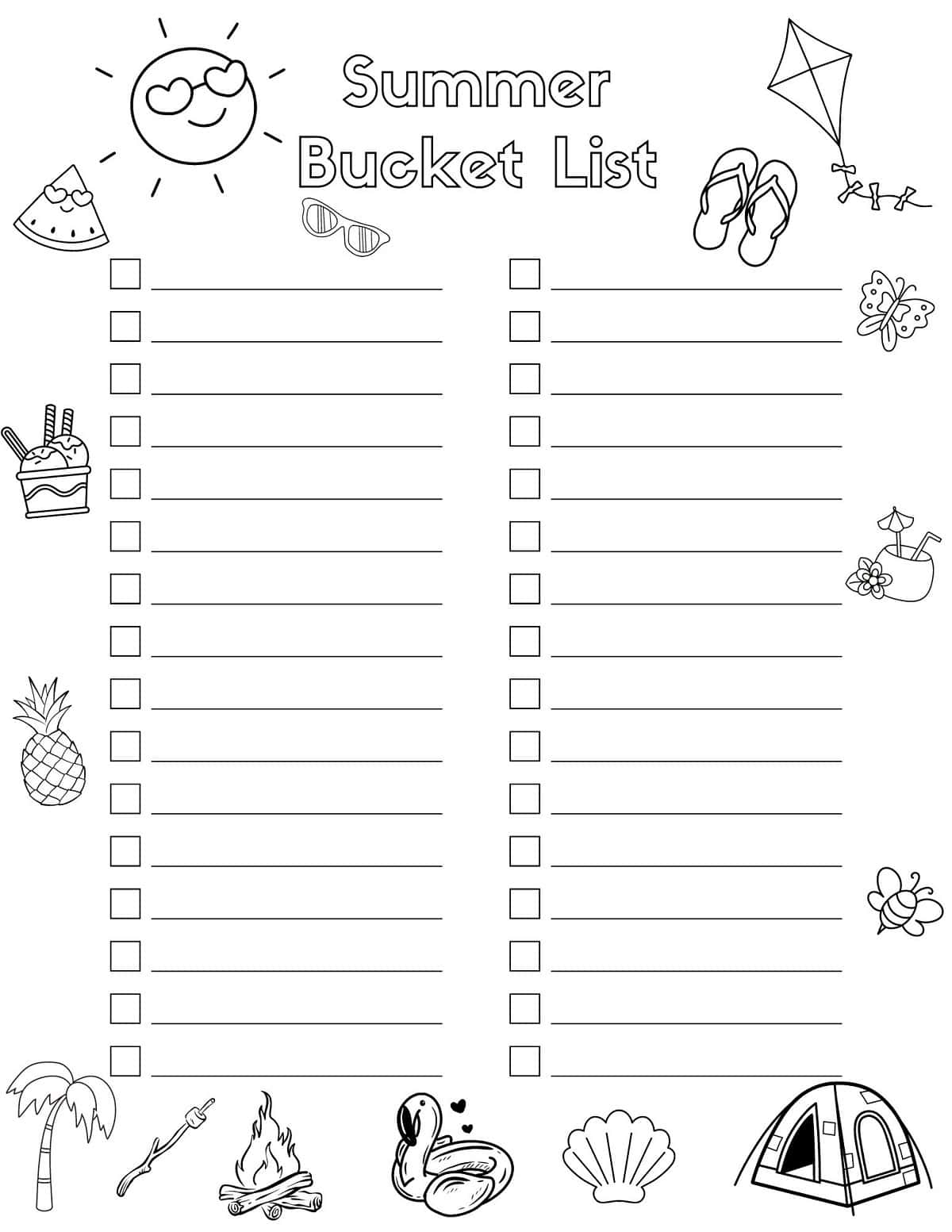 Free Printable Summer Bucket List [3 Variations] | Cheertivity